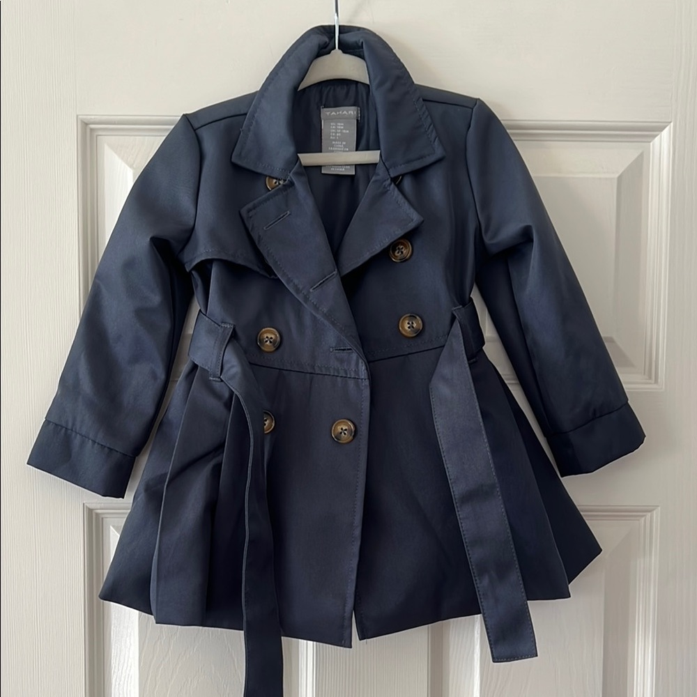 Kids Navy Blue Double-Breasted Coat